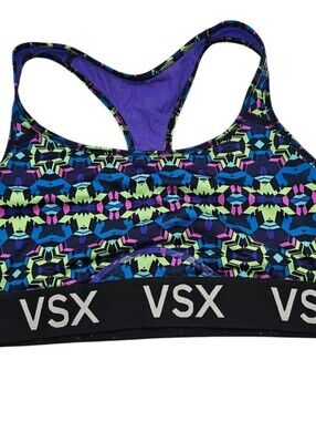 VSX Victorias Secret Sports Bra Sz L Racerback Bright Neon Print